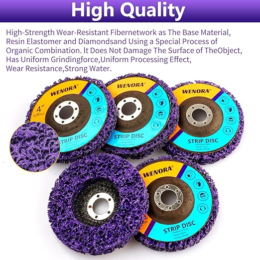 5 Pack 4" x 5/8" Strip Discs Stripping Wheel, Rust Remover Discs for Angle Grinder,Clean and Remove Paint Coating Rust Welds Oxidation(Purple)