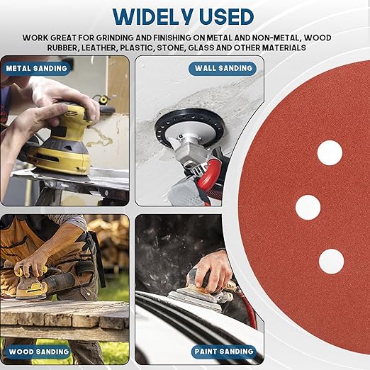 5 Inch 8 Hole Sanding Discs, 150 PCS 240 Grit Hook and Loop Sandpaper, Round Aluminum Oxide Sand Paper Discs for Random Orbital Sander