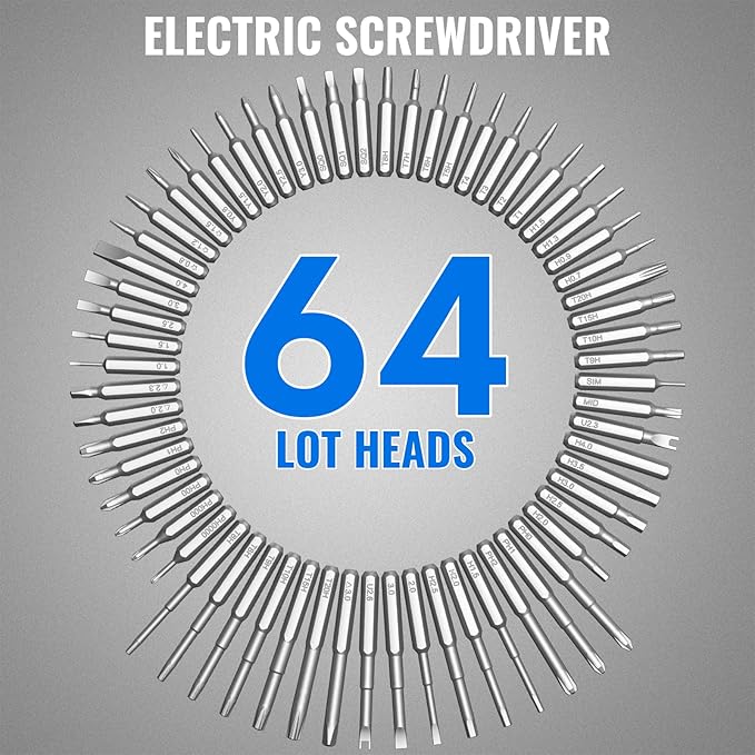Mini Electric Screwdriver, 3.7V Precision Screwdriver Set Cordless Screwdrivers Rechargeable 72 In 1 Magnetic Bit Repair Tech Tool Kit for Electronics Computer Phone Laptop Camera RC Car Watch Glasses