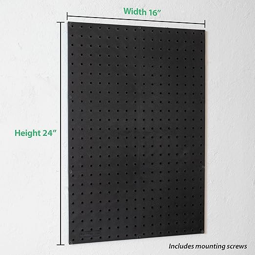 WallPeg Made in USA Pegboard Panels Garage Organization - Wall Storage Kit (PB-2 B) (2) ea - 24" x 16" Peg Board Tool Organizer Panel Set - Garage Organizer Kit