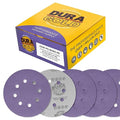 Dura-Gold Premium 80 Grit 5" Purple Film Ceramic Sanding Discs, 8-Hole Pattern, Box of 50 - Dustless Hook & Loop Backing Sandpaper for DA & Random Orbital Sanders - Sand Auto Paint, Wood, Woodworking