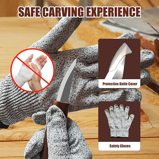 ZGROCK Wood Carving Kit Deluxe Whittling Knife Set 15PCS Wooden Carving Tools with Large PU Leather Case for Beginner Carpenter Experts