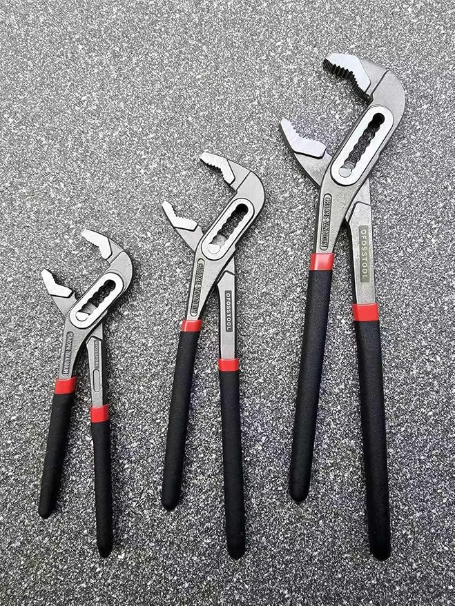 3 Pieces Groove Joint Pliers Set,8/10/12 inch Adjustable Pliers Multi-Purpose Water Pump Tongue And Groove Plier Set for Home and Industrial Repair