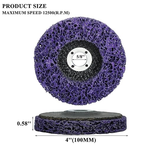 6 Pack 4” Strip Discs Rust Remover Wheel for Angle Grinders Clean and Remove Paint, Coating, Rust and Oxidation for Wood Metal Fiberglass Work Purple