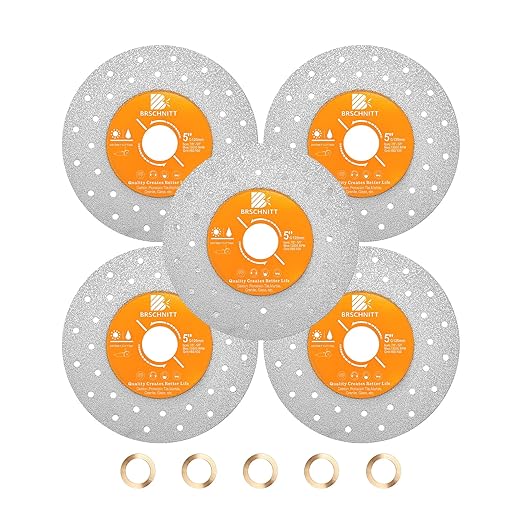 Rock Slab Grinding Disc - 5 inch Glass Cutter Disc (5pcs), Granite Cutting Disc, Diamond Grinder Wheel for Rock Slab, Stone, Tile, Marble, Granite, Glass Diamond Cutting Discs