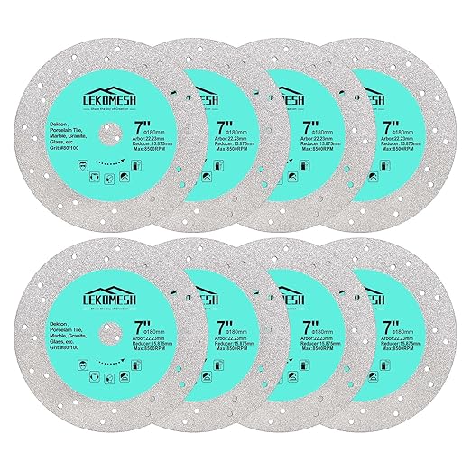Rock Slab Grinding Disc - 7 inch Glass Cutter Disc(8pcs), Granite Cutting Blade, Diamond Grinder Wheel for Rock Slab, Stone, Tile, Marble, Granite, Glass Diamond Saw Blades