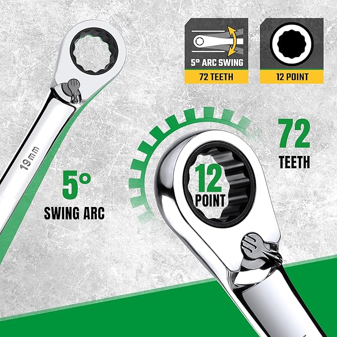 SK Reversible Ratcheting Wrench Set, Combination Wrench Set, 16-Piece, Metric, 72-Tooth, Premium CR-V Construction, with Rolling Pouch