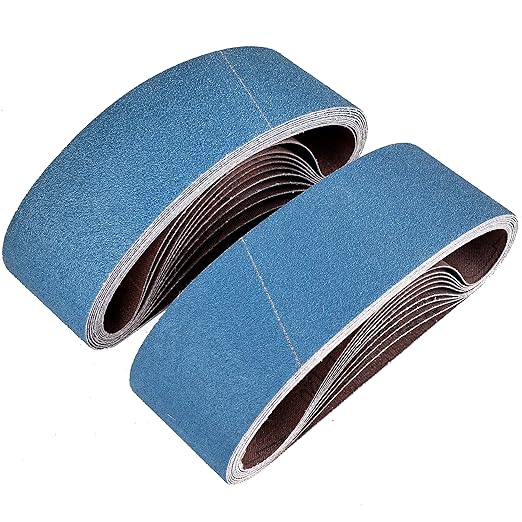 3 x 21 Inch Zirconia Sanding Belts, 20Pcs 5 Each of 40/60/80/120 Assorted Grits, Belt Sander Sanding Belt for Knife Blade Sharpening, Metal Polishing, Derusting, Woodworking