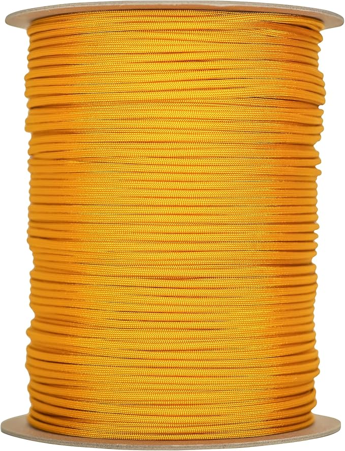 The Paracord Store | Type III 550 Paracord - 1000 FT Spool, Goldenrod | Heavy Duty 7 Strand Tactical Paracord - USA Made Nylon Outdoor Parachute Cord for Camping, Fishing & More - Survival Cord