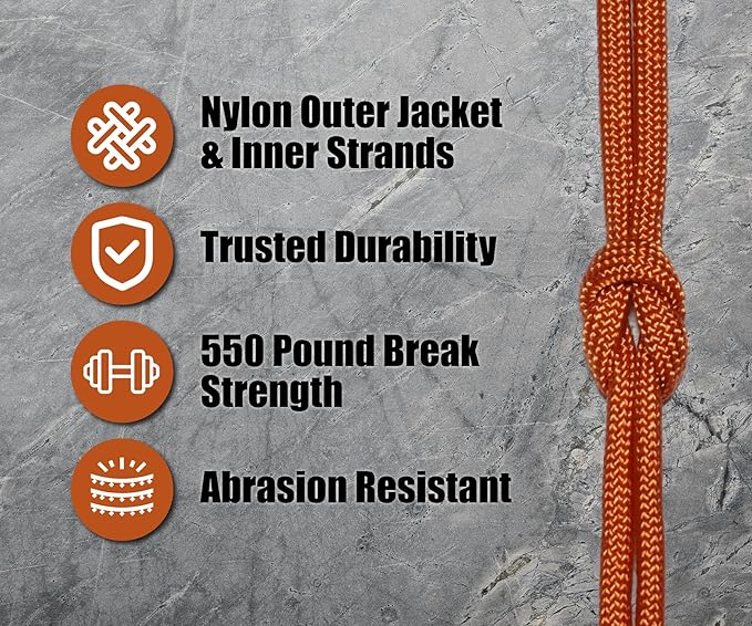 BORED? PARACORD! 550 lb Paracord - Ideal for Crafting, Camping, DIY Projects, Active & Military Outdoors - Strong Survival Rope - Tactical Parachute Cord Type III - International Orange 100 Feet