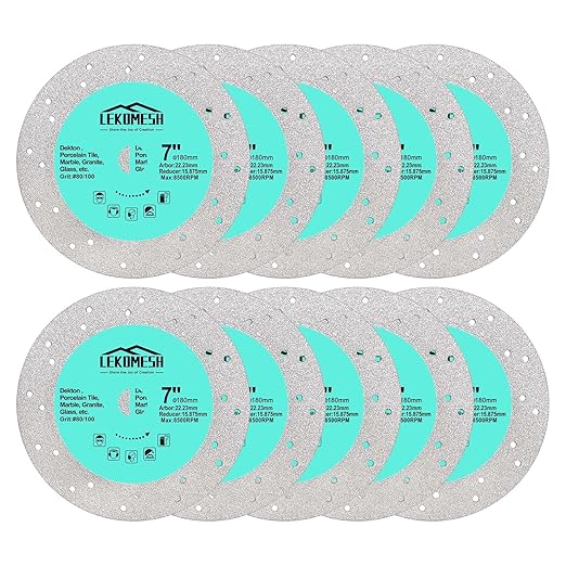 Rock Slab Grinding Disc - 7 inch Glass Cutter Disc(10pcs), Granite Cutting Blade, Diamond Grinder Wheel for Rock Slab, Stone, Tile, Marble, Granite, Glass Diamond Saw Blades