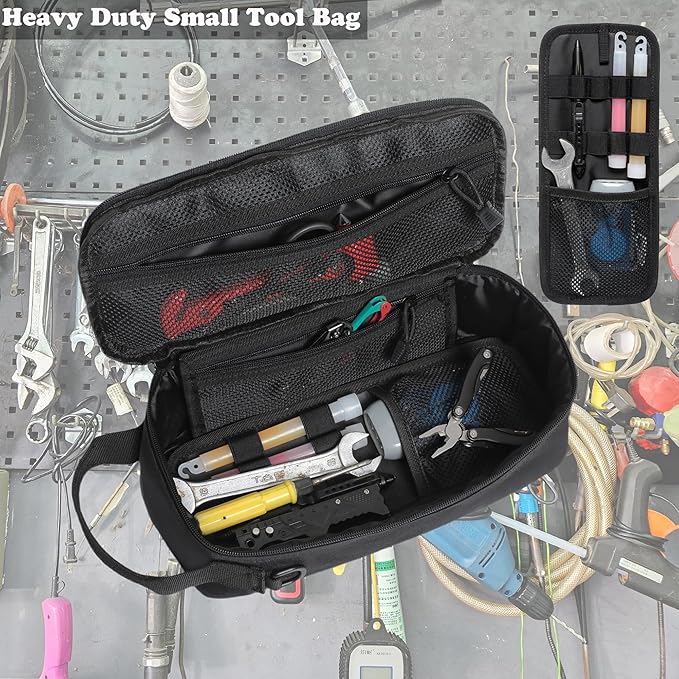 Heavy Duty Small Tool Bag with D-Ring Clip,Flag Patch&Shoulder Strap - Small Tactical Molle Zipper Tool Bag,EDC Storage Tool Bags for Men,Multipurpose Utility Work Organizer Bag