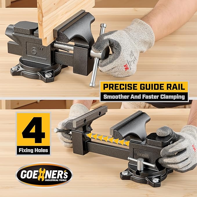 6-Inch Bench Vise Heavy duty Vice for Workbench, Utility Combination Pipe Table Vise Forged Steel Construction and Swivel Base