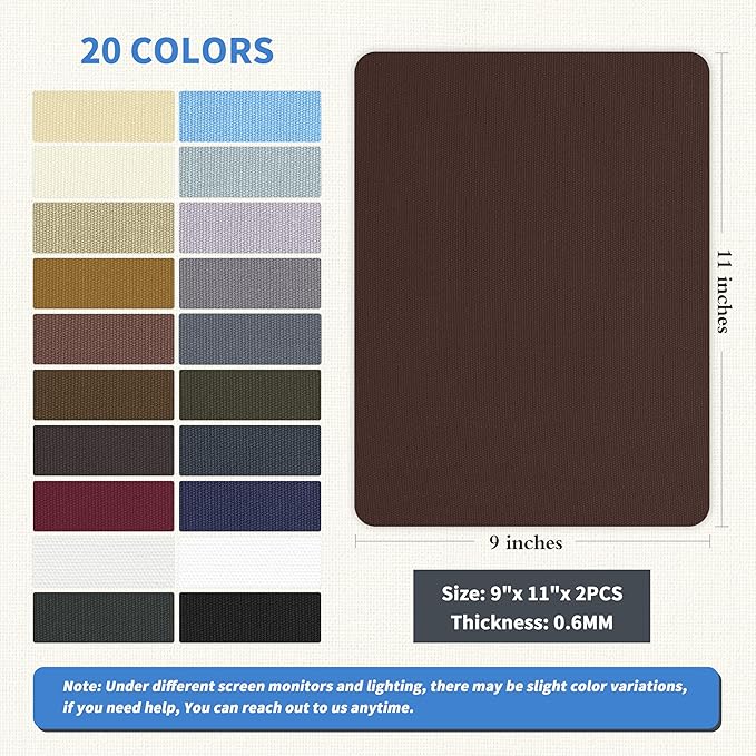 KING MOUNTAIN Canvas Repair Patch 9 x11 Inch 2 Pcs Self-Adhesive Waterproof Fabric Patch for Sofas, Tents, Furniture,Tote Bags, Car Seats (Coffee)
