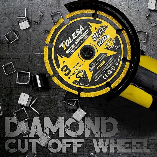 TOLESA Diamond Cutting Wheel 3 x 3/8 Inch for Metal, Cut Off Wheel with 5000+ Cuts on Rebar, Steel, Iron and INOX, 3 Pack