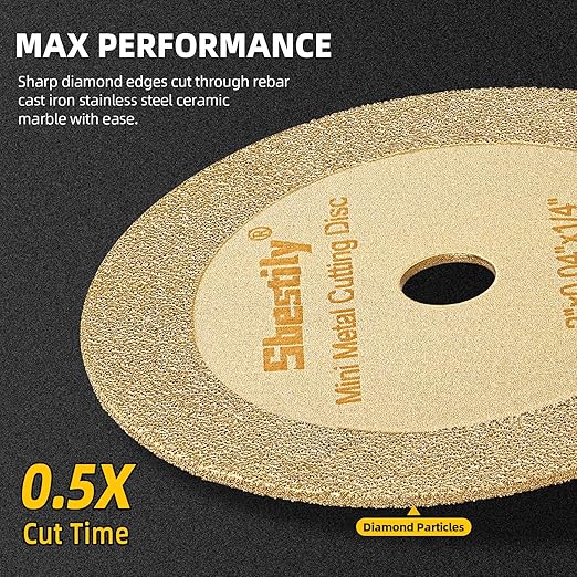 2 Inch Diamond Cut Off Wheel - 5Pack - W1/4" Arbor Hole Diamond Cutting Wheel for for Metal & Stainless Steel, Nuts, Bolts, Screws, Ceramic, Glass, PVC Cutter