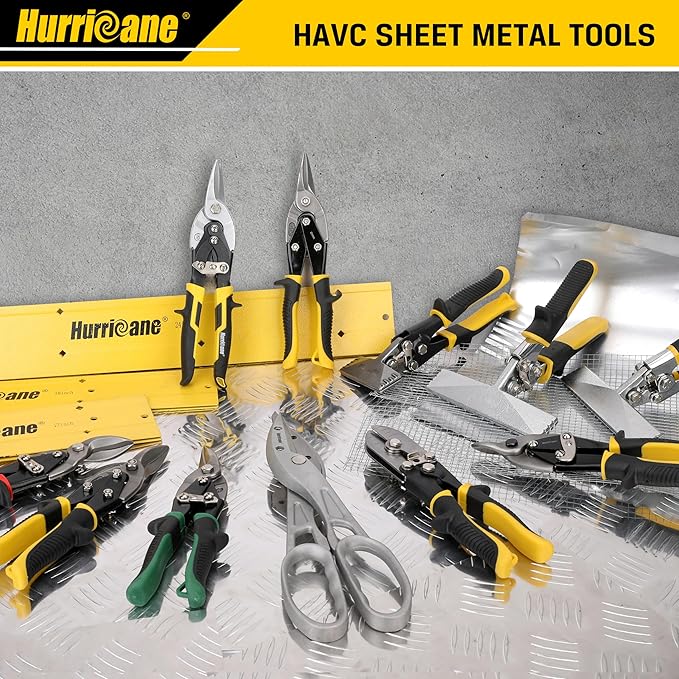HURRICANE 12 inch Aluminum Metal Cutter with Replaceable Blades, Heavy-Duty Straight Cut Aluminum Snips, Large Handle Metal Shears for Cutting Tin, Copper, Vinyl, Steel, and Stainless Steel