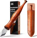 RAVS Double Bevel Striking Marking Knife Woodworking and Leather Sheath, Premium Rosewood Handle Scribing Knife with High Carbon Steel Blade for All Sorts of Wood