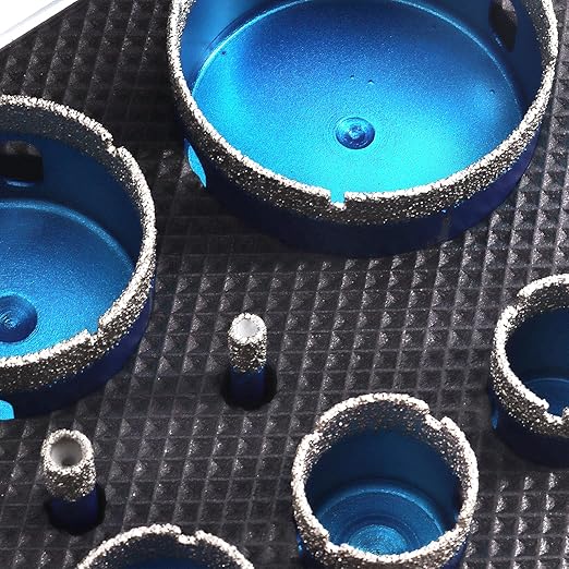 Diamond Core Drill Bit Set - BRSCHNITT Hole Saw Kit for Porcelain Tile Ceramic Marble Granite Drilling, 11pcs Bits with Triangle Shank（6/8/10/20/25/28/32/35/45/50/65mm）, KIT3, BDB54911405R103