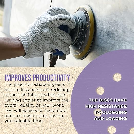 Dura-Gold Premium 2000 Grit 5" Purple Film Ceramic Sanding Discs, 8-Hole Pattern, Box of 50 - Dustless Hook & Loop Backing Sandpaper for DA & Random Orbital Sanders - Detail Color Sand Auto Paint Wood