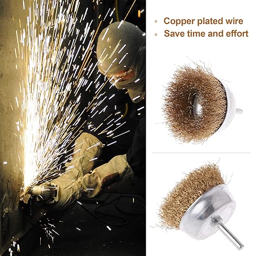 Rocaris 6 Pack Wire Wheels Brush, 3 Inch Knotted and Plated Crimped and 1-Inch Carbon Knot Wire End Brush, Cup Wire Wheels Brush Set Perfect for Removal of Rust/Corrosion/Paint