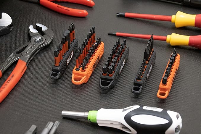 Screwdriver Bit Holder Storage Organizer – Railer 10-Hole Black Bit Holder with Carabiner - 2 Pack