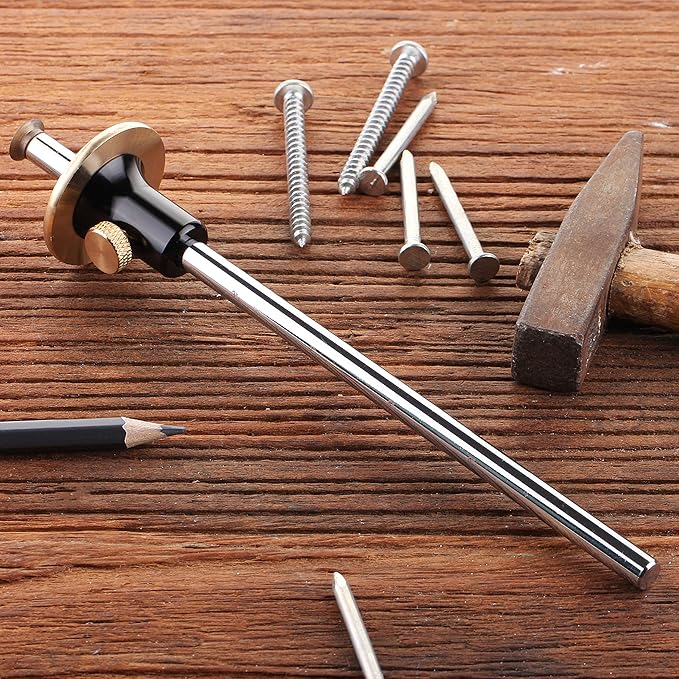 Mr. Pen Wheel Marking Gauge, 2 Extra Blades, Laser Engraved Graduations, Solid Brass Face, Adjustable