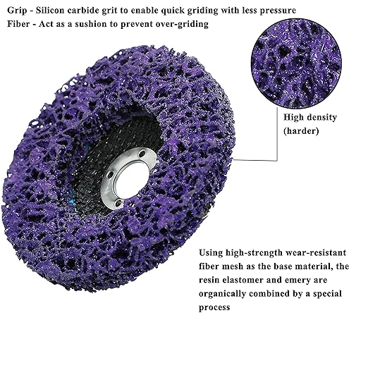 11Pack 4” Strip Discs Rust Remover Wheel for Angle Grinders Clean and Remove Paint, Coating, Rust and Oxidation for Wood Metal Fiberglass Work Purple