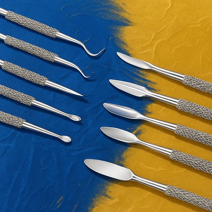 TAURISH 12-Piece Stainless Steel Wax Carver Tool Set, Double Ended Carving Kit for Dental Wax, Clay, Jewelry, Sculpting and Modeling