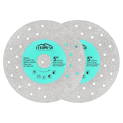Rock Slab Grinding Disc - 5 inch Glass Cutter Disc(2pcs), Granite Cutting Blade, Diamond Grinder Wheel for Rock Slab, Stone, Tile, Marble, Granite, Glass Diamond Saw Blades