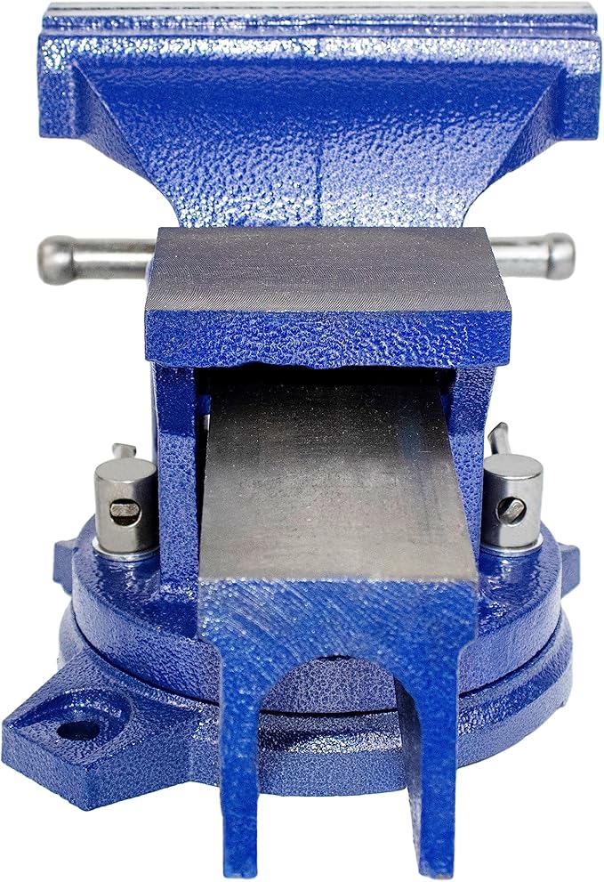 HFS(R) 4" Heavy Duty Bench Vise Anvil with 360° Swivel Locking Base Desktop Clamp - FS Blue Design