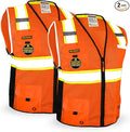 KwikSafety - Charlotte, NC - BIG KAHUNA Safety Vest [2 PACK] Class 2 ANSI OSHA Reflective Vest Durable High Visibility Vest Construction Safety Vest for Men Industrial Work Gear/Orange Small