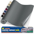 Self-Adhesive Canvas Repair Tape, 16" x 79" Waterproof Canvas Repair Patch, Fabric Patch Repairs Kit for Furniture, Tents, Sunbrellas, Boat Covers Awnings, Couches, Clothes, Bags Dark Gray