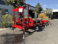 Gas-Powered Sawmill - 15HP 420cc, Cuts 32" Diameter Logs into 32"x7"x188.74" Planks, 160.63" Blade, 19.68FT Rail, 2 Tires, Trailer Hitch, Taillights, Quick Up/Down Sawhead, Red Steel
