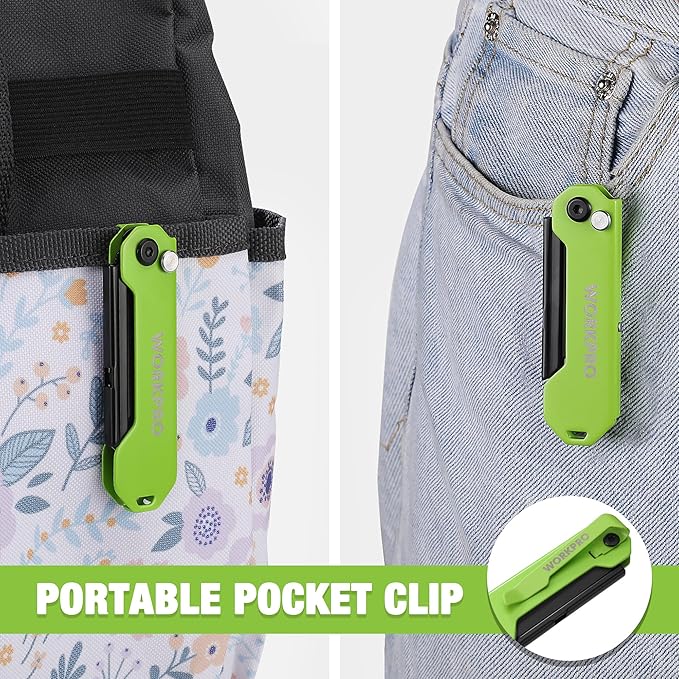 WORKPRO 3-Pack Folding Utility Knife, Razor Blade Knife with Safety Axis Lock, Quick Change Blade Box Cutter, EDC Pocket Knife with Belt Clip