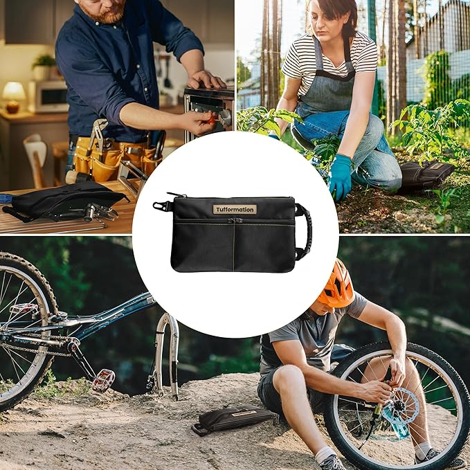 Small Tool Pouch, Tool Bag Organizer with Zipper. Small Tool Bag with Multiple Compartments. Perfect Tool Pouch Bags for Men Women Electricians & Others.