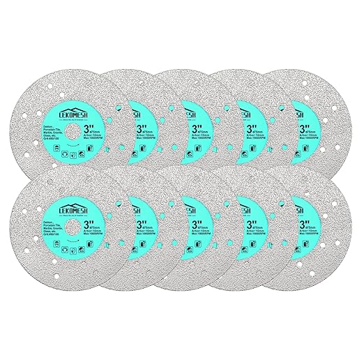 Rock Slab Grinding Disc - 3 inch Glass Cutter Disc (10pcs), Granite Cutting Blade, Diamond Grinder Wheel for Rock Slab, Stone, Tile, Marble, Granite, Glass Diamond Saw Blades