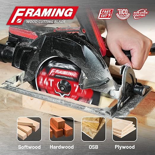 EZARC 7-1/4 Inch Circular Saw Blades 24T - FRAMING Wood Cutting Blade, Ultra-Thin 1.5mm Kerf, Non-Stick Coating, 2 Pack