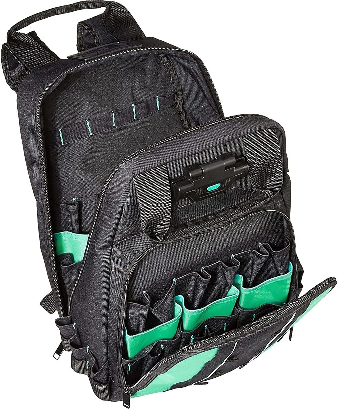 Amazon Basics Tool Backpack, Lighted Bag, Black, 55 Pockets (Previously Denali Brand)