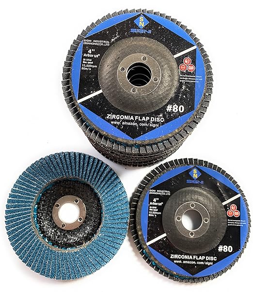 SIGNI 4" x 5/8" Premium Zirconia Flap Discs T27 10-Pack (Grit 80#)