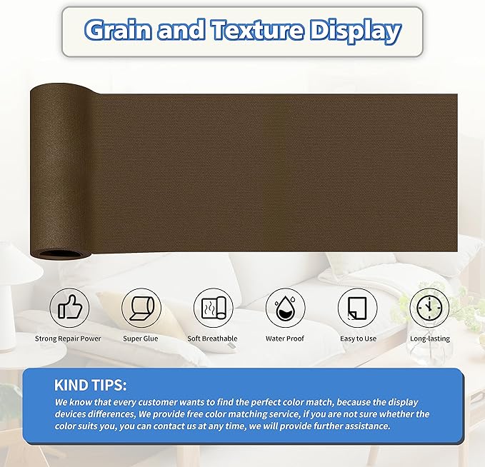 KING MOUNTAIN Canvas Repair Tape,Outdoor Gear Patch, 4×63 Inches,Waterproof,Self-Adhesive for Repairing Boat Covers,Sun Shades,Sofas,Tents,Lounge Chairs,Awnings (Dark Brown)
