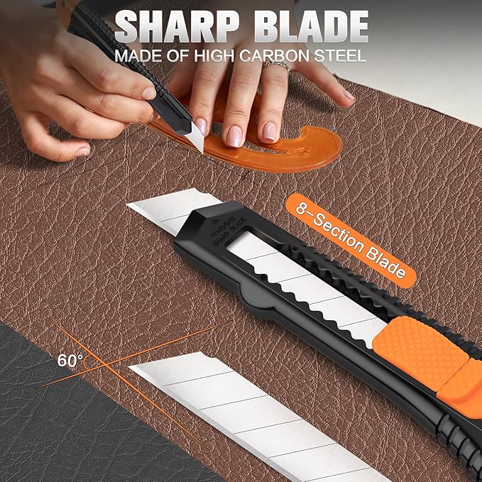 40 Pack Box Cutter Retractable Bulk, Box Cutters, Utility Knife, Box Cutter for Paper, Cardboard, Plastic, Leather, Razor Knife, 18mm Wide Blade,Retractable Heavy Duty
