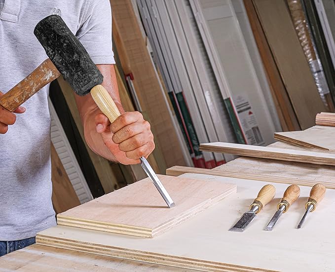 Finely Crafted Wood Chisel Set, 4 High-Performance Woodworking Chisels with Durable, Sharp CR-V Steel Blades Tempered to 60HRc, Chisel Set with Tool Roll from Schaaf Wood Carving Tools