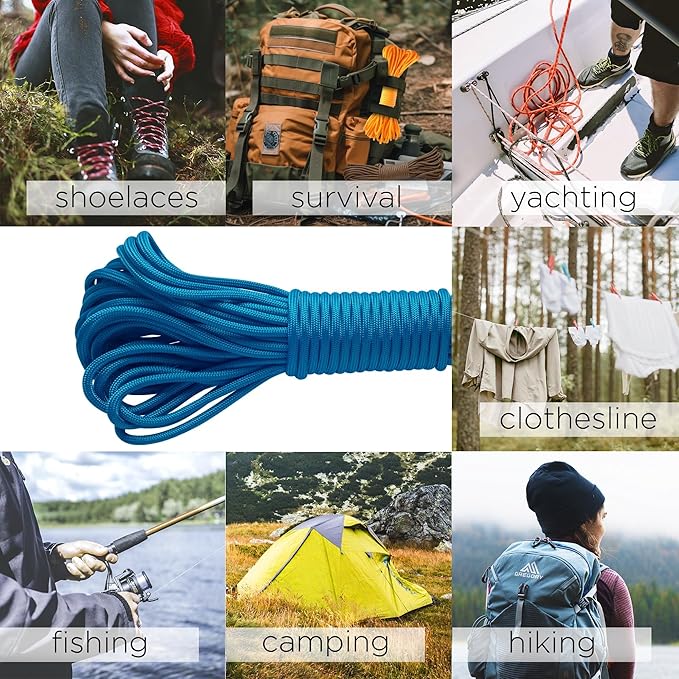 TECEUM 5/32" Paracord Rope 1000 – 1000ft / 200ft / 100ft / 50ft – Tactical Parachute Cord 4mm – 45+ Colors – Nylon String for Survival & Camping Gear – Stripe Cord for Survival – Utility Rope