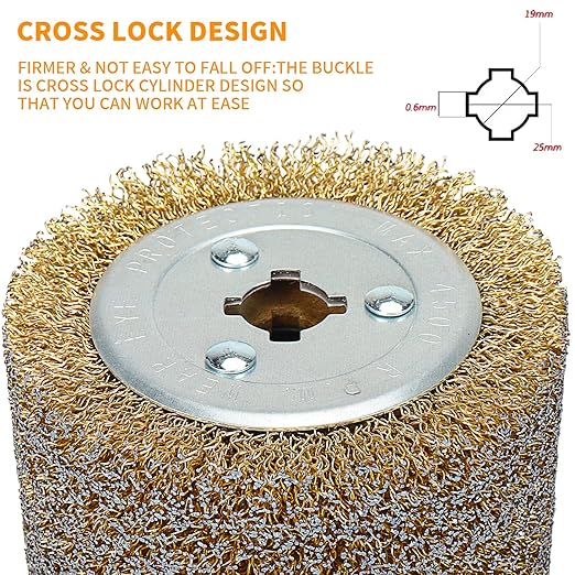 120x100mm Copper Plated Steel Wire Brush Wheel Surface Conditioning Tool 4.7" x 4" with 3/4" Quad Keyway for Surface Finishing of Stainless Steel, Aluminum, Metal and Wood (0.3 Wire)