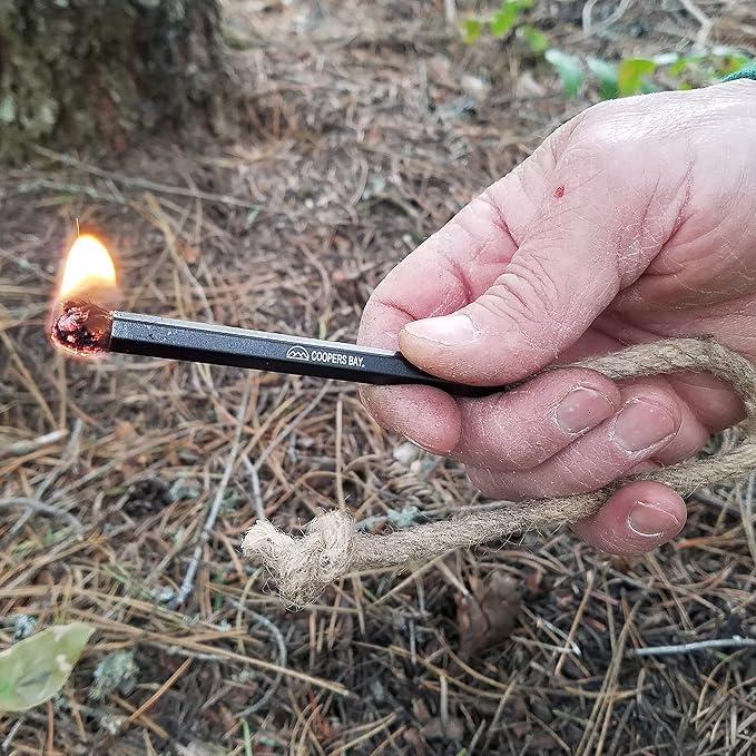 Hexalite Ferro Rod and FireWick Tinder Kit | X-Large 1/2" x 6" Long Hex Ferro Rod | Includes Tinder FireWick | Complete Fire Starter Survival Tool Package for Your Gear Bag