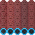 Chumia 250 Pcs Mix Roll Lock Discs Set 36 60 80 120 240 Grit 2 Inch Sanding Discs Die Grinder Accessories Aluminum Oxide Surface Conditioning for Surface Prep Polish Burr Paint Removal(Red)