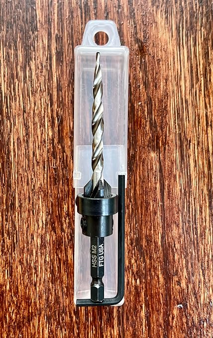 Adjustable Wood Countersink Drill Bit #12 (7/32") with Tapered Drill Bit for Woodworking