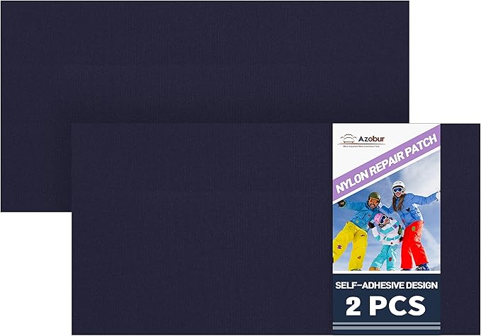 Azobur 2-Pack Nylon Repair Patches Self Adhesive Vinyl Outdoor Camping Gear Repair Kit,Waterproof Fabric Repair Patches for Down Jacket, Tent, Sleeping Bag （10X20cm）