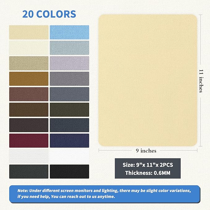 KING MOUNTAIN Canvas Repair Patch 9 x11 Inch 4 Pcs Self-Adhesive Waterproof Fabric Patch for Sofas, Tents, Furniture,Tote Bags, Car Seats (Beige)